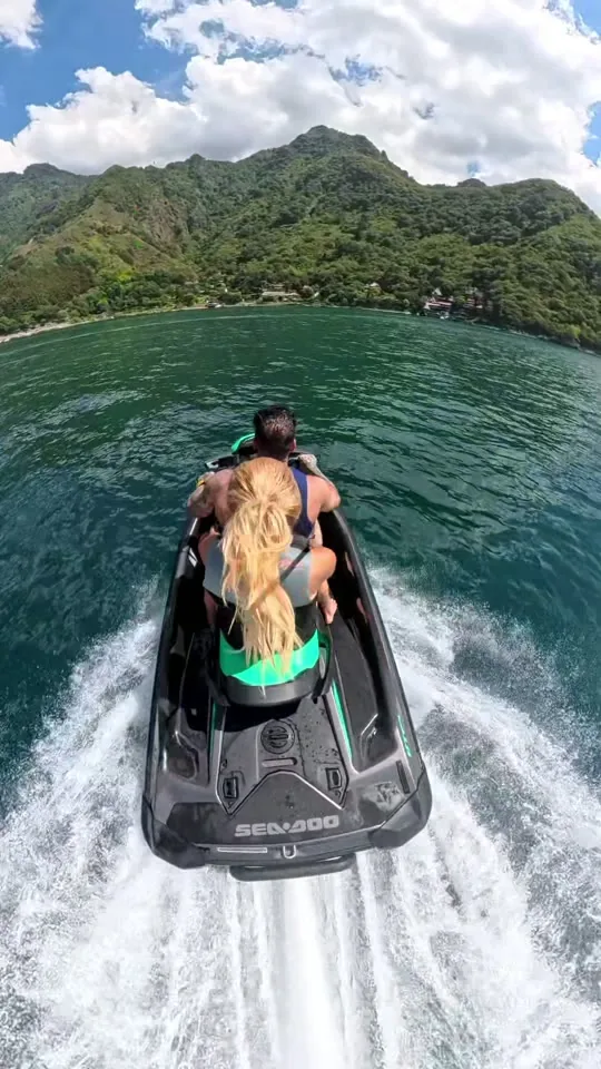Jet ski wake in front of the Santa Cruz La Laguna coast